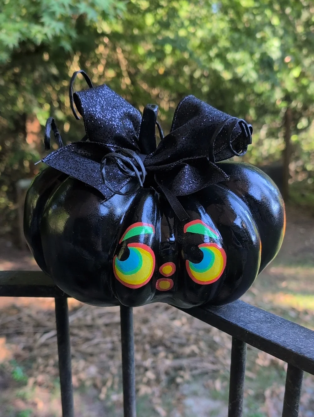 Carl O Lantern Upcycled Handmade Black Decorative Pumpkin